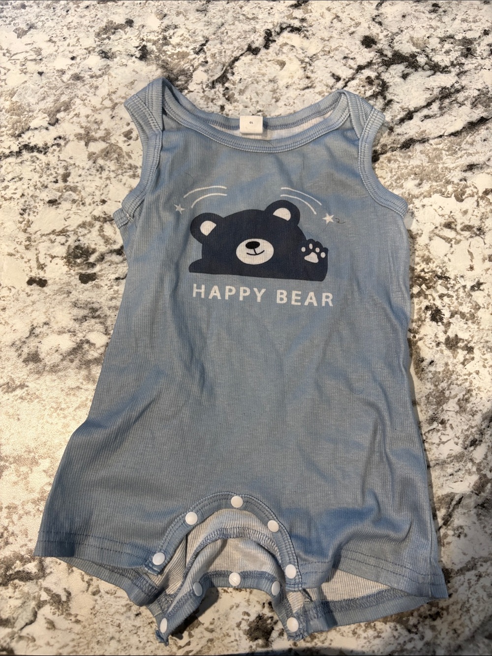 Happy Bear Light Blue Baby Romper